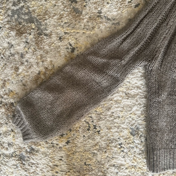 Abercrombie & Fitch Soft Taupe Balloon Sleeve Cable Knit Mock Neck Sweater - Picture 7 of 7